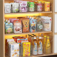 Drawer-Style Kitchen Cabinet Organizer Bins - Clear Stackable Storage for Snacks & Sundries