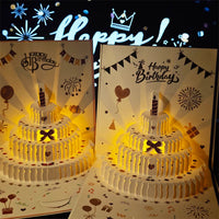 3D Pop-Up Musical Birthday Cake Greeting Card with Lights and Recording Function