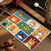 Vintage Cartoon Diatomaceous Earth Bath Mat Non-Slip Absorbent Quick Dry Floor Mat for Bathroom Entrance