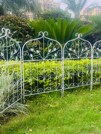 European Vintage Wrought Iron Garden Fence Panel for Yard and Flower Bed Decor