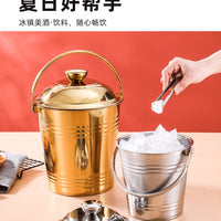 Stainless Steel Ice Bucket with Lid, Portable for Drinks, Bar, Cafe, and Outdoor Use