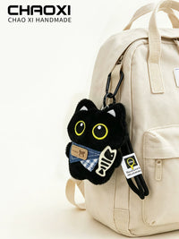 Cute Black Cat Plush Keychain Pendant for Bags and Backpacks