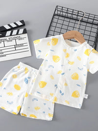Infant Cotton Short Sleeve Pajama Set for Summer
