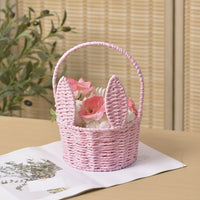 Hand-Woven Paper Rope Bunny Ear Flower Basket for Floral Arrangements and Gifts