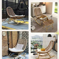 Rattan Woven Rocking Chair Lounge Balcony Leisure Courtyard Recliner Outdoor Single Sofa Chair