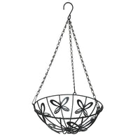 Indoor Outdoor Round Hanging Planter with Coco Coir Liner, Breathable Iron Art Hanging Basket for Plants, Black