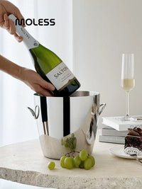 MOLESS Stainless Steel Ice Bucket for Wine, Champagne, Beer, and Ice Cubes