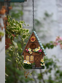 Solar Powered Birdhouse Garden Decor with LED Light - Outdoor Hanging Tree Ornament