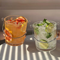 Premium Thickened Glass Ice Bucket with Handle for Beer, Champagne, Outdoor Camping, Beverages, and Fruit Tea