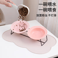 Macaron Ceramic Pet Bowl Set with Elevated Stand for Cats and Dogs, Anti-Vomit and Whisker Fatigue Design