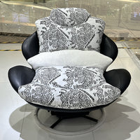 Egg Shell Swivel Lounge Chair with Ottoman, Retro Recliner Sofa for Living Room Balcony Bedroom
