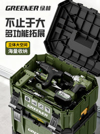 Green Forest Stackable Rolling Tool Box Set with Multi-functional Storage Bins