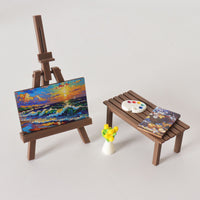 Miniature Dollhouse Simulation Painting Easel and Table Model Accessories