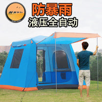 Automatic Hydraulic Pop-Up Camping Tent for 3-6 People, Double Layer Waterproof Family Tent