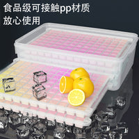 Stackable Ice Cube Tray with Storage Bin and Scoop, Food-Grade Silicone Ice Maker for Freezer, Large Capacity