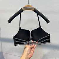 Women's Front Closure Rhinestone Push-Up Bra with Halter Back Design