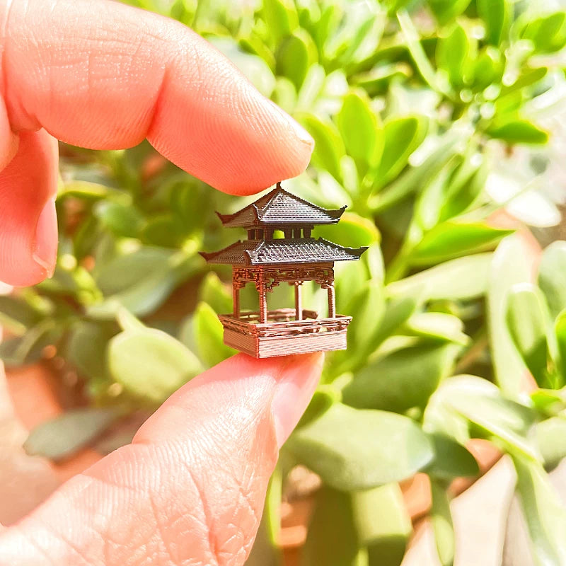 Miniature Chinese Ancient Architecture Pavilion Model for Micro Landscape Decor