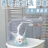 Bird Bath Tub with Anti-Splash Cover for Parrots Mynahs External Hanging Design