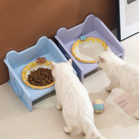 Elevated Ceramic Pet Bowl with Twist Edge Design for Cats and Small Dogs