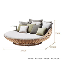 Outdoor Rattan Round Daybed Swing Chair for Garden Patio