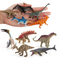 Miniature Jurassic Dinosaur Figures Set - Realistic Feathered Tail Dragon, Stegosaurus, Brontosaurus, Pterodactyl Models for Kids