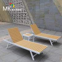 Waterproof Outdoor Beach Folding Lounge Chair for Villa Pool Hotel, Sunscreen Plastic Wood Single Lounger