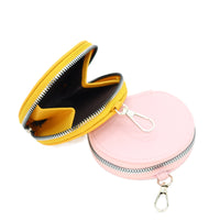 Mini Lychee Pattern Zipper Coin Purse for Women, Portable Round Earphone and Key Holder