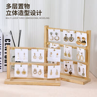 Wooden Jewelry Display Stand with Hooks for Earrings, Bracelets, Rings, and Necklaces