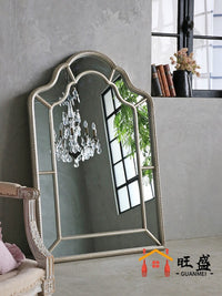 European Retro Full Length Mirror Wall Mounted Dressing Makeup Mirror Light Luxury Bedroom Floor Mirror Archway Entrance Dressing Mirror
