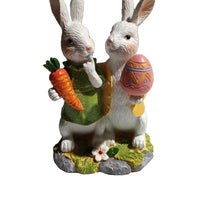 Easter Bunny and Egg Resin Figurine for Garden Patio Decor