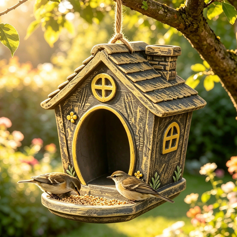 Creative Outdoor Hanging Tree Stump Bird Feeder for Garden Patio Balcony