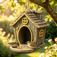 Creative Outdoor Hanging Tree Stump Bird Feeder for Garden Patio Balcony