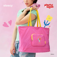 Eteecy Naughty Travel Foldable Duffle Bag with Trolley Sleeve, Large Capacity Storage Bag
