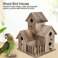 Creative Wooden Birdhouse Outdoor Bird Villa with Three Rooms Garden Bird Feeder Decoration