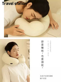 Inflatable U-Shaped Travel Neck Pillow for Airplanes and Naps