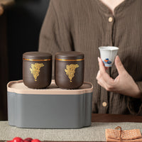 Yixing Zisha Ceramic Tea Caddy with Airtight Spiral Lid for Loose Leaf Tea Storage