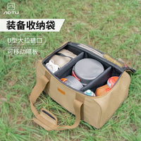 Large Capacity Camping Gear Storage Bag with Removable Dividers, Outdoor Tool Organizer Tote