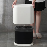 Slim 15L Double-Layer Waste Bin for Bathroom, Living Room, and Hotel