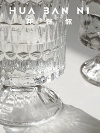 European Style Vintage Embossed Glass Tall Vase for Hydroponic Flowers and Table Decor