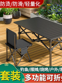 Portable Outdoor Folding Table with Chairs and Storage Bag for Camping Picnic