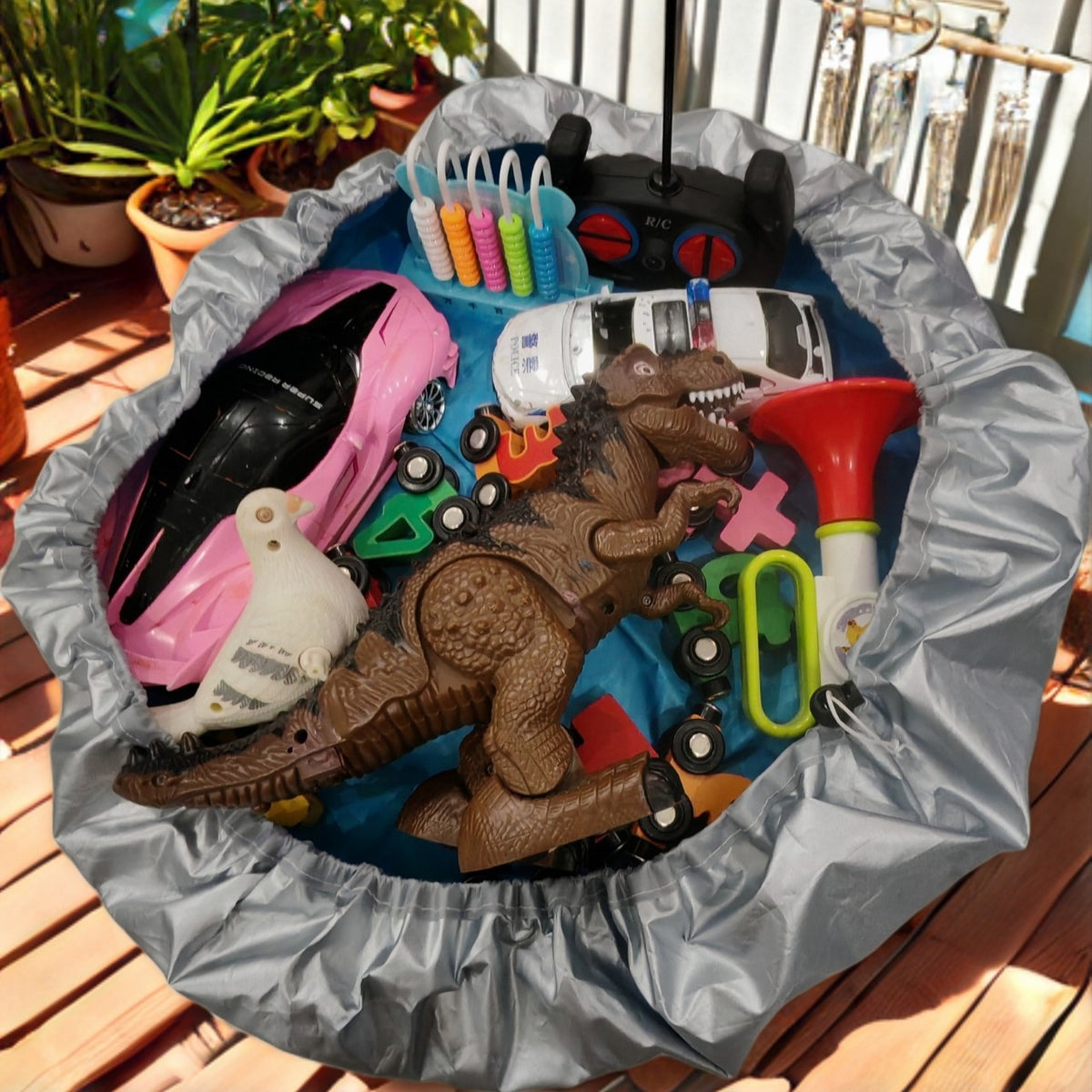 Portable Toy Storage Bag with Drawstring, Outdoor Picnic Mat and Beach Toy Organizer