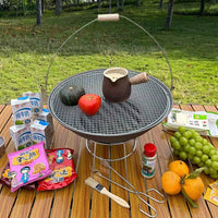 Outdoor Portable Cast Iron Fire Pit BBQ Grill for Patio and Home Use, Charcoal Barbecue Stove for Tea Boiling