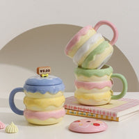 Cute Burger Ceramic Mug with Lid and Stirrer, Creative Student Water Cup, Company Gift