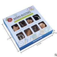 Wooden Interlocking Puzzle Set for Kids and Adults, 8-Piece Brain Teaser Collection