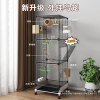 Large Double-Layer Bird Cage with Anti-Splash Guard for Parrots, Budgies, Cockatiels, Mynahs - Deluxe Villa Style