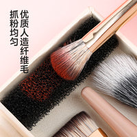 Portable Multifunctional Double-Ended Foldable Makeup Brush Set with Mirror