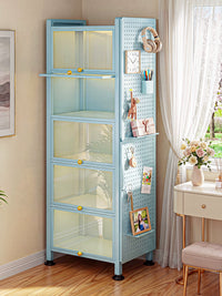 Steel Display Cabinet with Glass Doors for Collectibles and Books, Dustproof Storage Shelf
