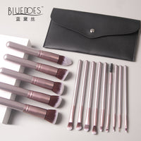 14-Piece Professional Makeup Brush Set with Wooden Handles and Storage Bag