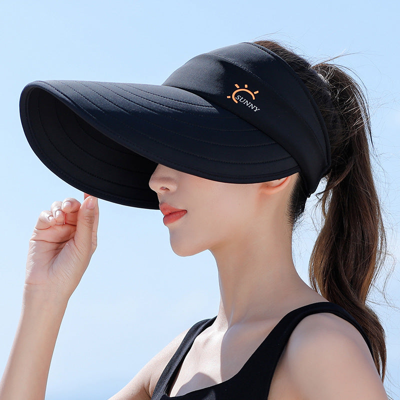 Women's Wide Brim Sun Visor Hat UV Protection Quick Dry Empty Top for Outdoor Cycling