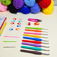 Crochet Hook Set for Beginners with Yarn and Accessories, DIY Craft Kit for Amigurumi and Flower Bouquets